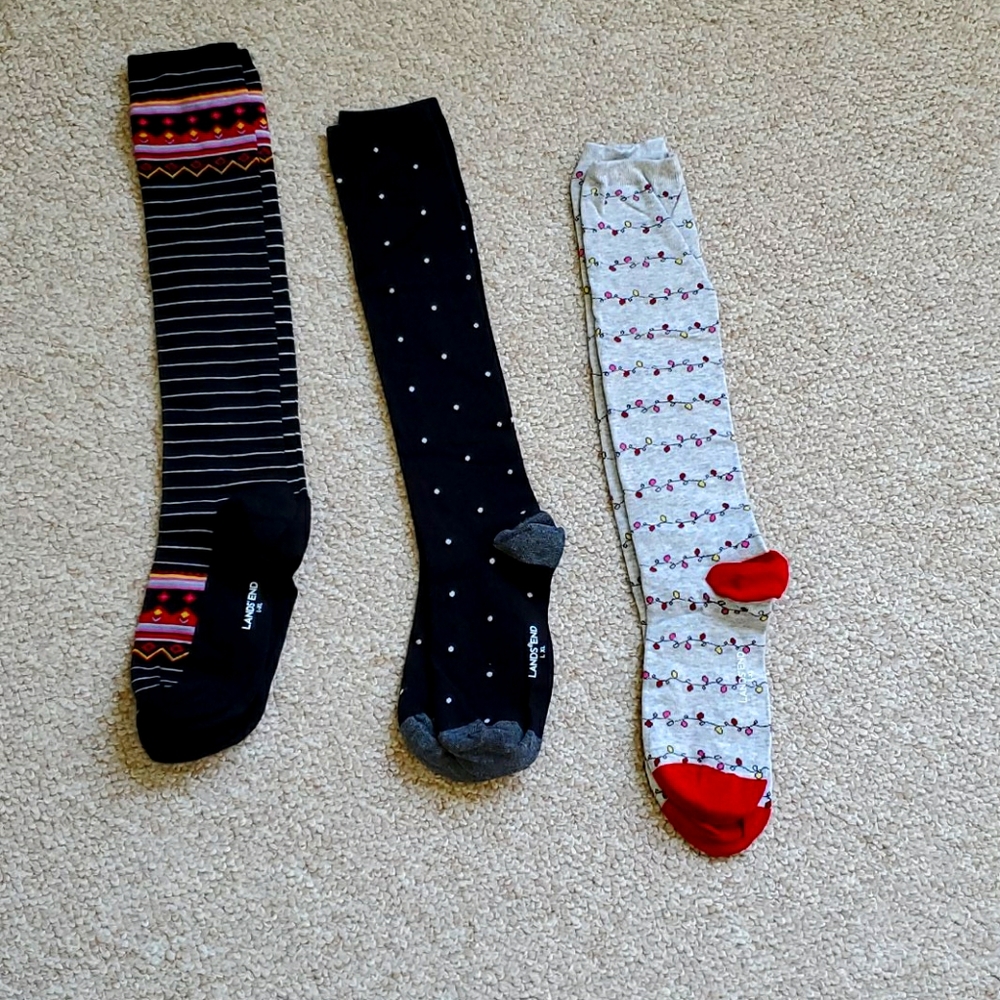 LAND'S END SOCKS, Knee-high L-XL, patterned